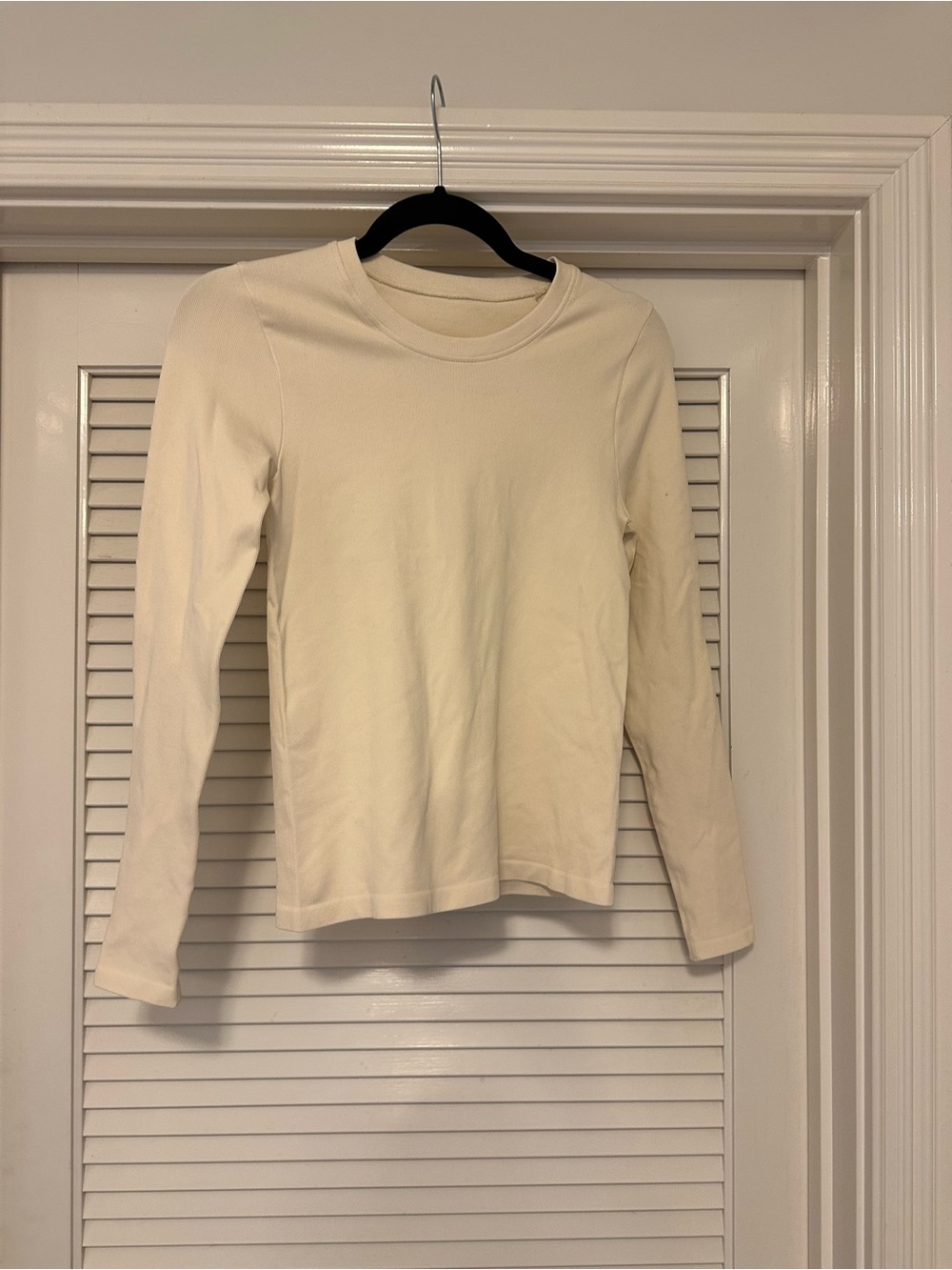 Cream Long Sleeve Crewneck Top